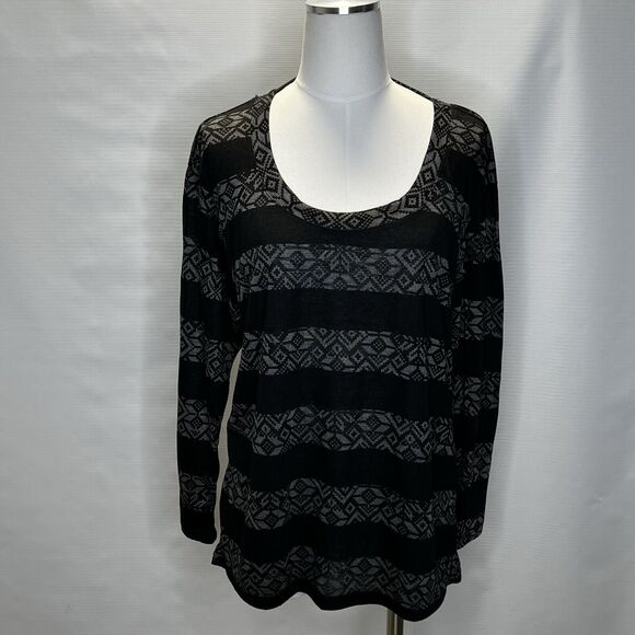 Wet Seal Y2K Black Long Sleeve Round Neck Top Size Large Whimsigoth Tribal - Picture 1 of 9